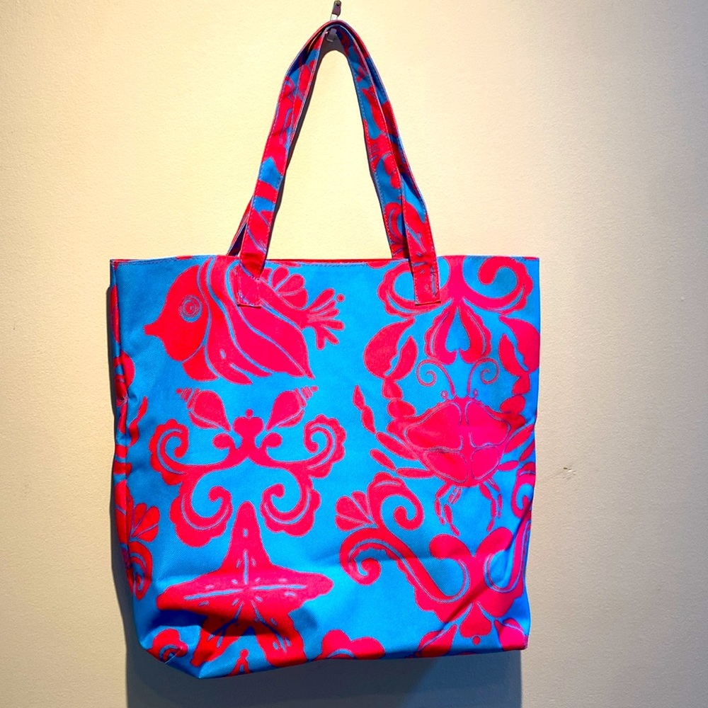 Lilly Pulitzer tote beach bag. Hot pink and blue. Excellent condition. - Picture 3 of 4